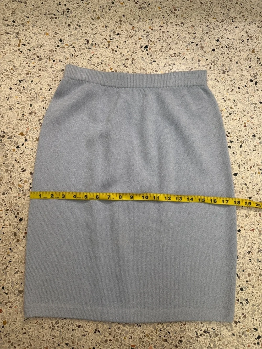 St John Evening Marie Gray ice light blue knit mini skirt 2
